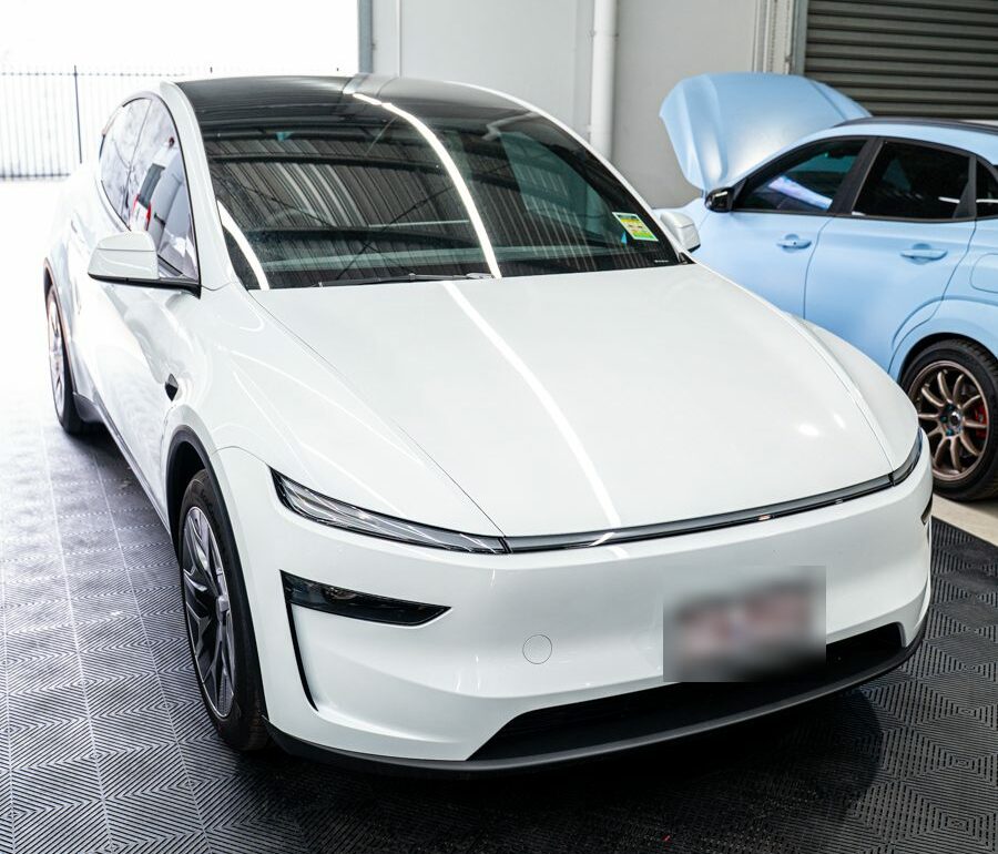 Model Y L PPF white Tesla before protection